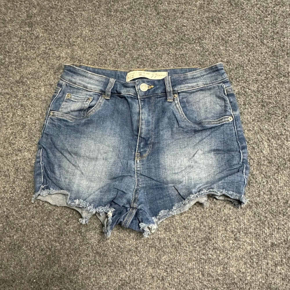 J. Jeans Shorts Womens Size 28 Blue Denim Raw Hem Frayed Casual Stretch Cut Off